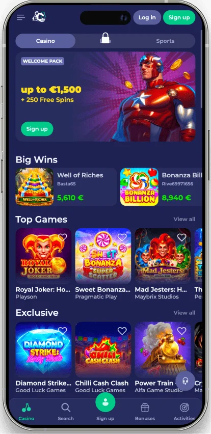 Brunocasino application